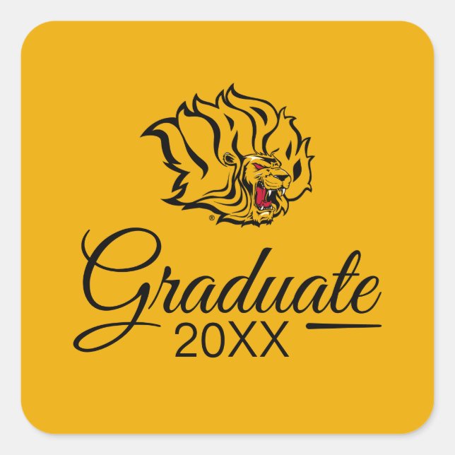UAPB Golden Lions Graduate Quadratischer Aufkleber (Vorderseite)
