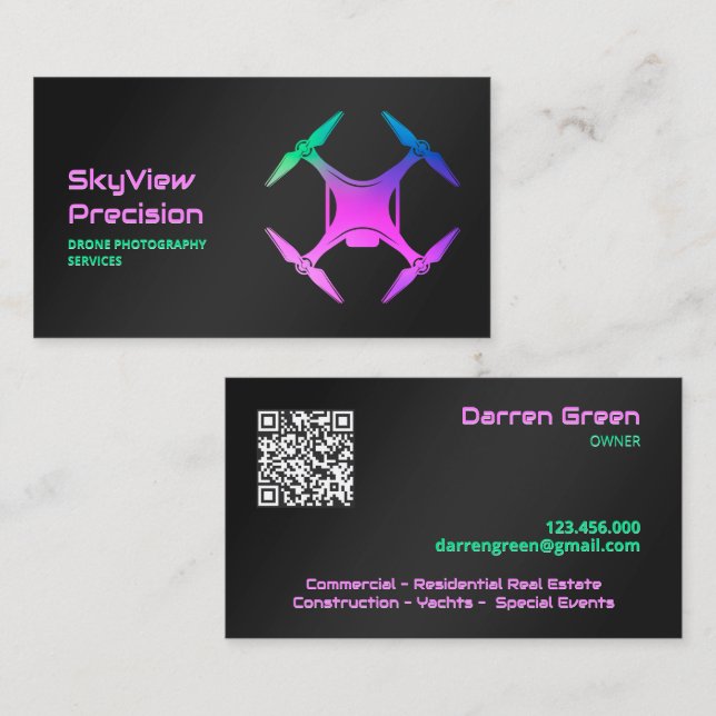 UAV Aerial Drone QR Visitenkarte (Vorne/Hinten)