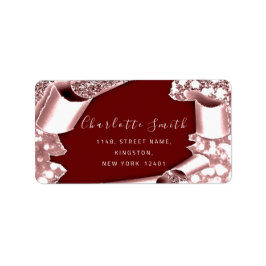 UAWG 3D Frame Glitzer Rose Roya Burgundy Label Adressaufkleber