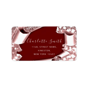 UAWG 3D Frame Glitzer Rose Roya Burgundy Label Adressaufkleber