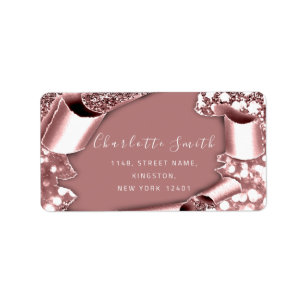 UAWG 3D Frame Glitzer Rose Royal Wedding Adressaufkleber