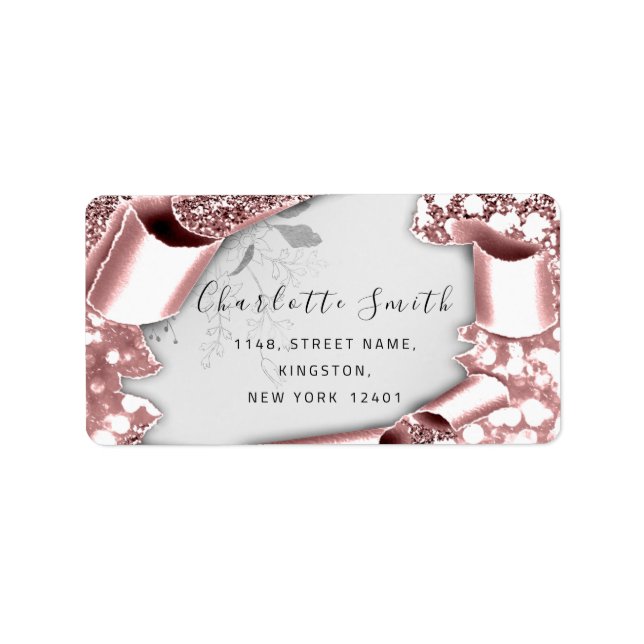 UAWG 3D Silver Frame Glitzer Grau Smoky Aquamarine Adressaufkleber (Vorne)