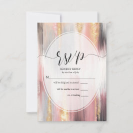 UAWG Abstrakte Pinselstriche Blush Gold Kohle RSVP Karte