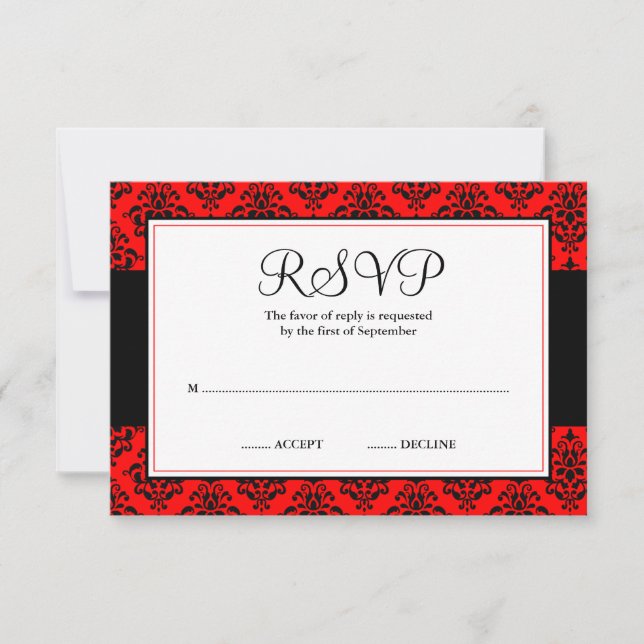 UAwg-Antwortkarte für Rot und Schwarz RSVP Karte (Vorderseite)