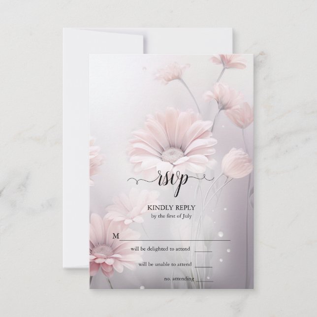 UAWG Atemberaubend Elegant Pink Daisies RSVP Karte (Vorderseite)