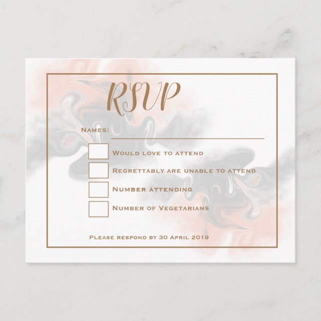 UAwg aus Pfirsich und weichem grauem Marmor/Goldty Postkarte (Vorderseite)