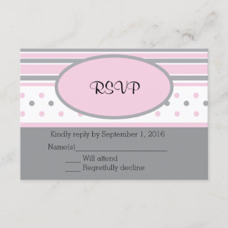 UAwg aus rosa und grauen Streifen RSVP Karte