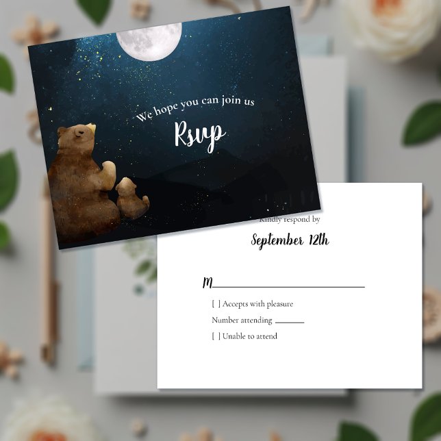 UAWG Baby-Duschbären über dem Mond RSVP Karte (Von Creator hochgeladen)