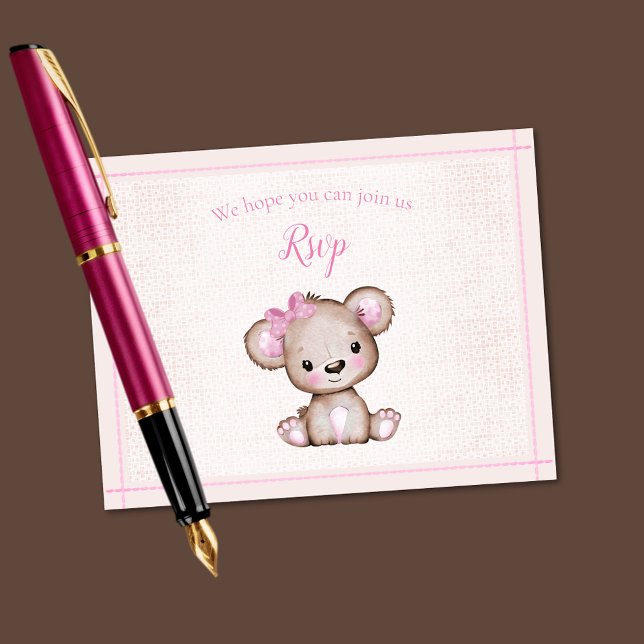 UAWG Baby Dusche Niedlich Girl Bear RSVP Karte (Von Creator hochgeladen)