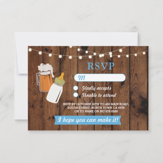 UAWG Baby Shower Boy Blue Ber Brewing Wood Einladung (Vorderseite)