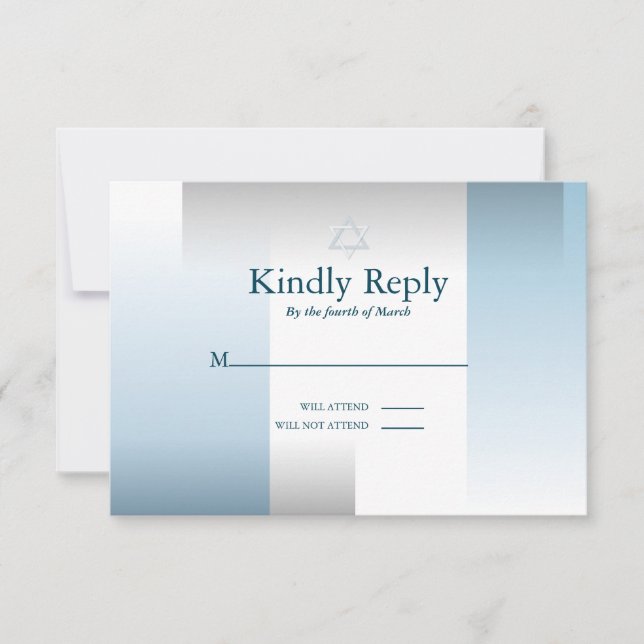 UAWG Bar Mitzvah Modern Silver Blue Geometric RSVP Karte (Vorderseite)