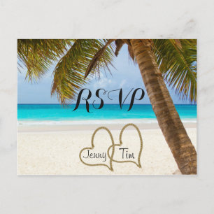 UAWG Beach Liebe Herz Bridal Palm Sand Surf Date Einladungspostkarte