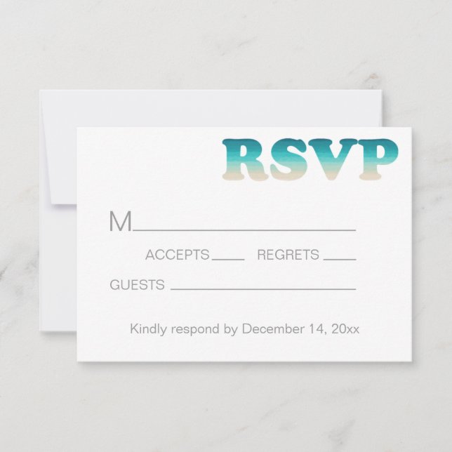 UAWG Beach Wedding Watercolor Ombre RSVP Karte (Vorderseite)