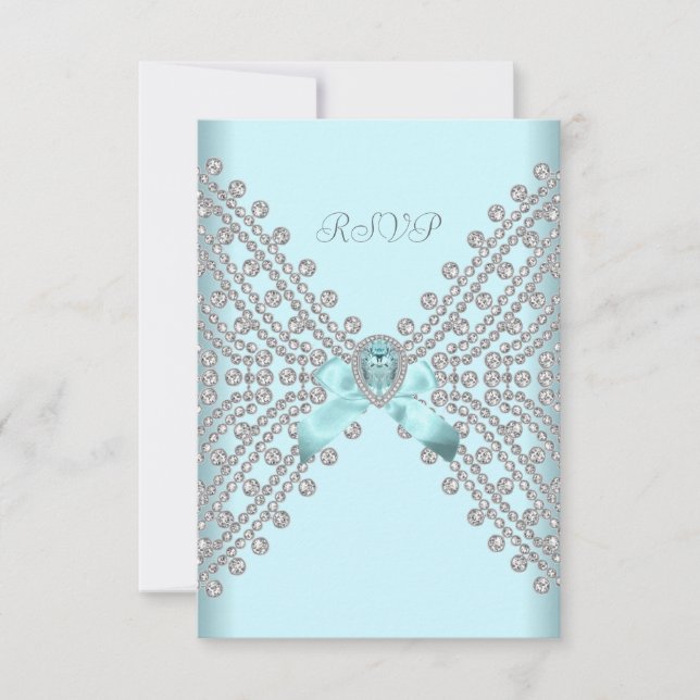 UAWG Birthday Party Aquamarin Blue Silver White Di RSVP Karte (Vorderseite)