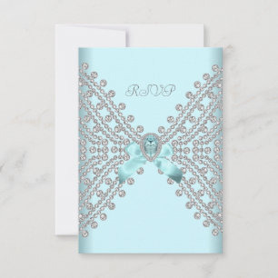 UAWG Birthday Party Aquamarin Blue Silver White Di RSVP Karte