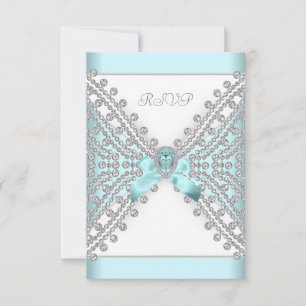 UAWG Birthday Party Aquamarin Blue Silver White Di RSVP Karte