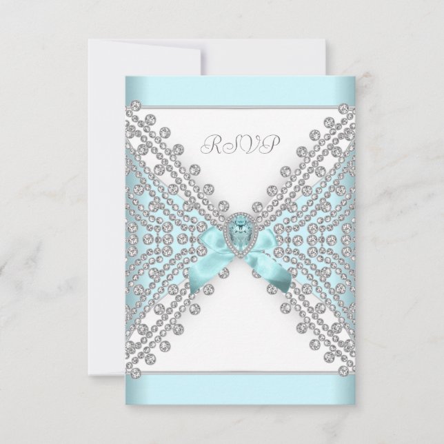 UAWG Birthday Party Aquamarin Blue Silver White Di RSVP Karte (Vorderseite)