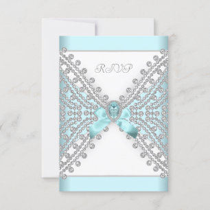 UAWG Birthday Party Aquamarin Blue Silver White Di RSVP Karte