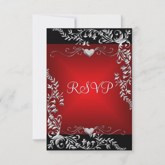 UAWG Birthday Party Black Bright Deep Red Big Big RSVP Karte (Vorderseite)