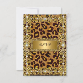 UAWG Birthday Party Gold Black Leopard RSVP Karte