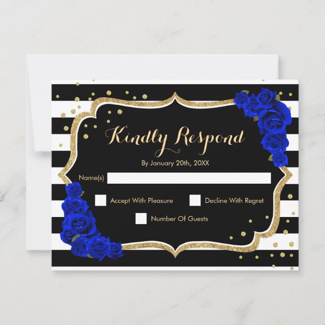 UAWG Birthday Party - Gold Black Royal Blue Card Einladung (Vorderseite)
