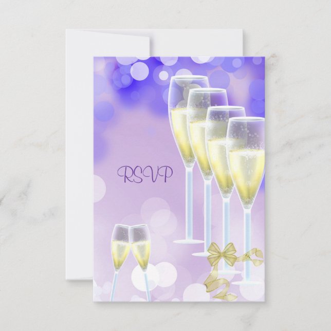 UAWG Birthday Party Lila Champagne Brille RSVP Karte (Vorderseite)