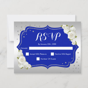 UAWG Birthday Party - Royal Blue Silver White Card Einladung