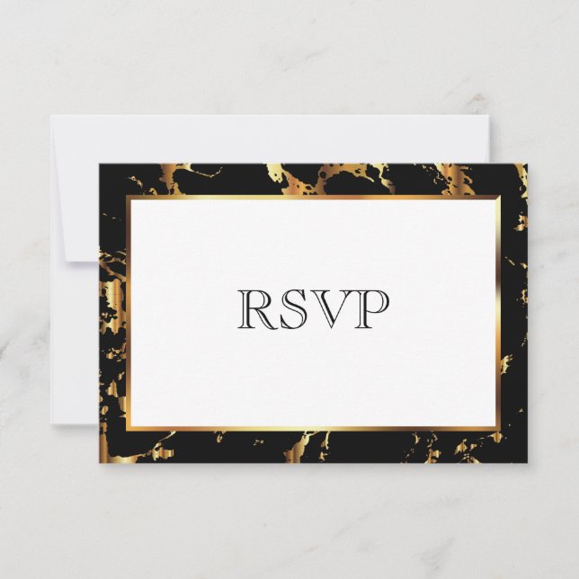 UAWG Black and Gold Marmor RSVP Karte (Vorderseite)