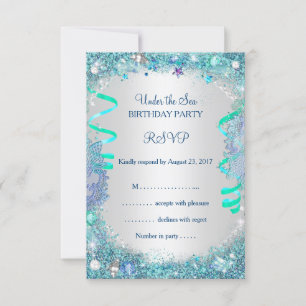 UAWG Blue Under Sea Birthday Party RSVP Karte