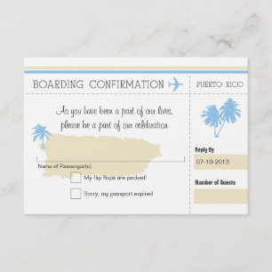 UAWG Boarding-Durchlauf NACH Puerto Rico RSVP Karte