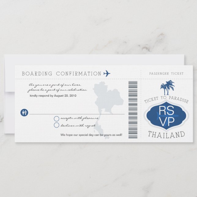 UAWG Boarding nach Thailand Einladung Hochzeit (Vorderseite)