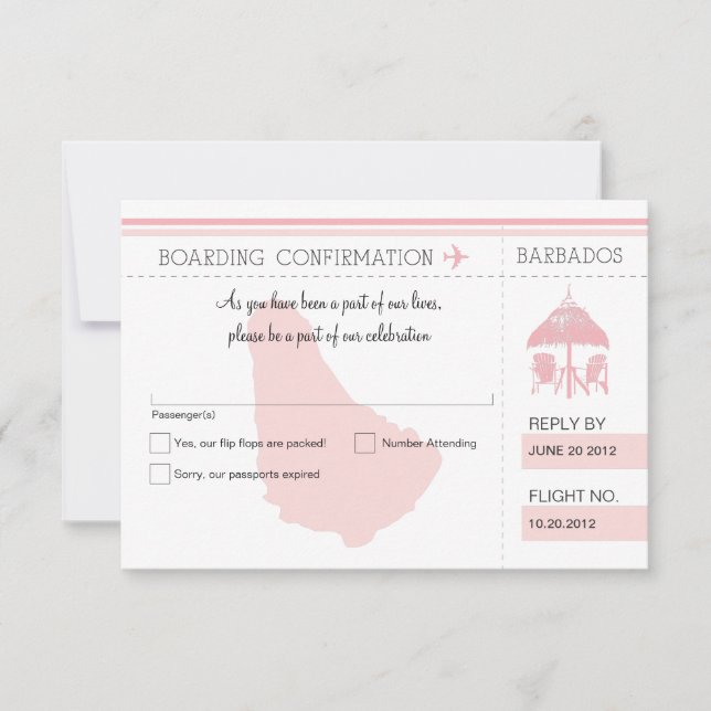UAWG Boarding Pass auf BARBADOS RSVP Karte (Vorderseite)