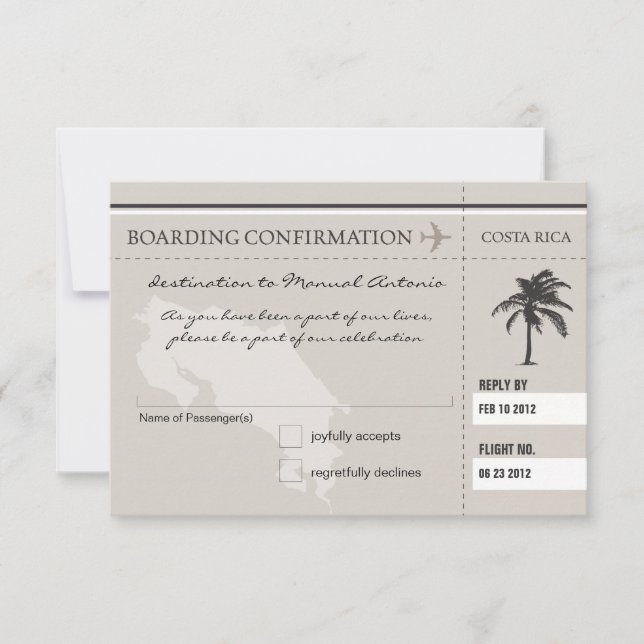 UAWG Boarding Pass auf COSTA RICA RSVP Karte (Vorderseite)