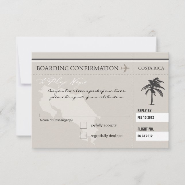 UAWG Boarding Pass auf COSTA RICA RSVP Karte (Vorderseite)