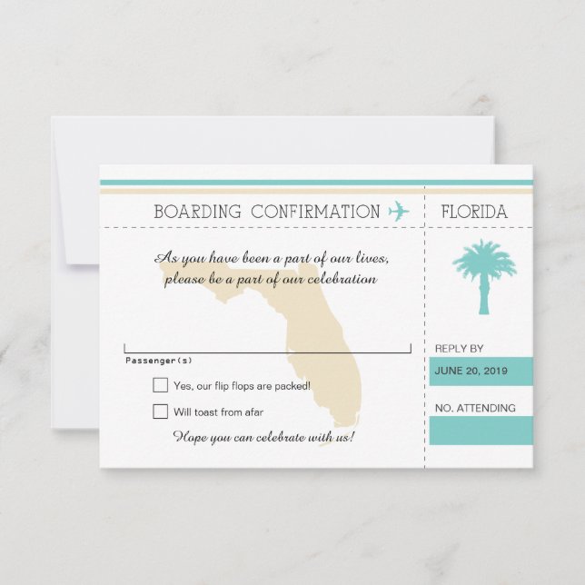 UAWG Boarding Pass auf Florida Ozean RSVP Karte (Vorderseite)