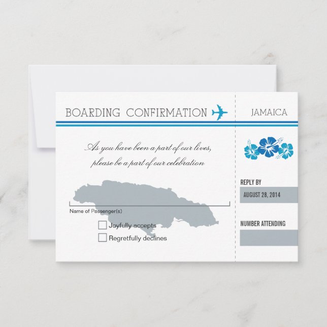 UAWG Boarding Pass auf JAMAICA RSVP Karte (Vorderseite)