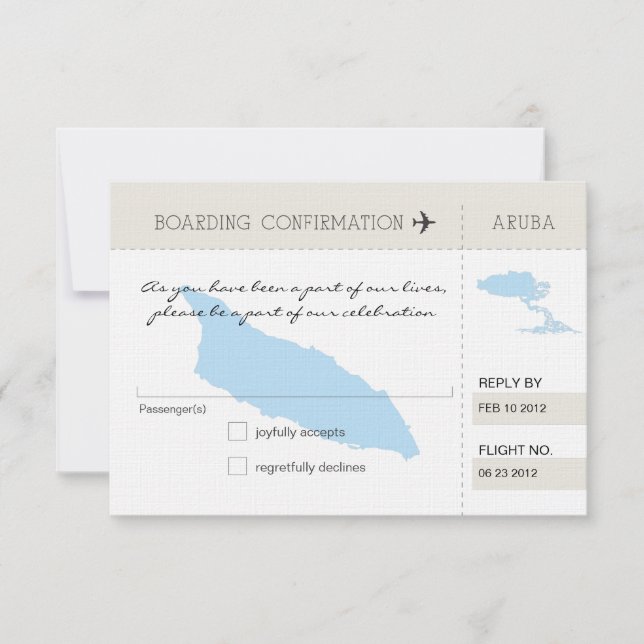 UAWG Boarding Pass to Aruba RSVP Karte (Vorderseite)
