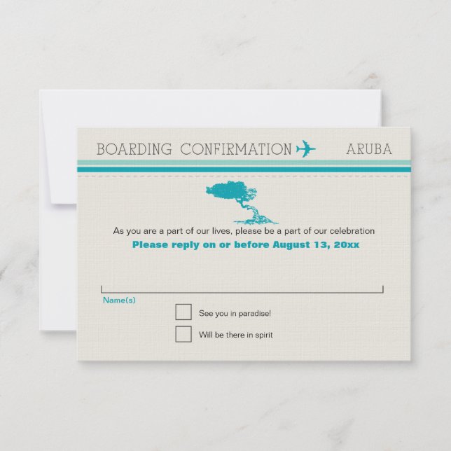 UAWG Boarding Pass to Aruba RSVP Karte (Vorderseite)