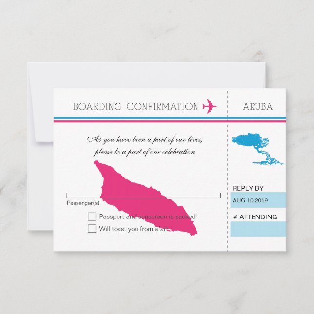 UAWG Boarding Pass to Aruba RSVP Karte (Vorderseite)