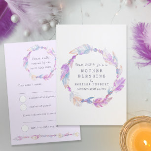 UAWG boho federn lila Baby-Segen für Stammes RSVP Karte