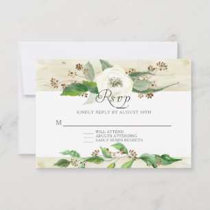 UAWG BOHO Rustic Wood UAWG Response Wilde Rose RSVP Karte