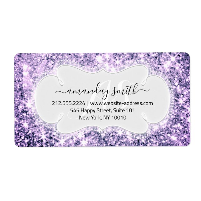 UAWG Bridal Monogram Wedding Glitzer Lila Violet (Vorne)