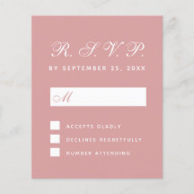 UAWG Budget Dusty Rose White Script Response Card