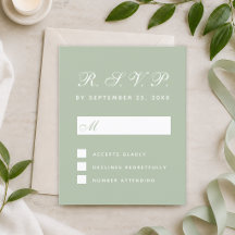 UAWG Budget Sage Green Calligraphy Response Card