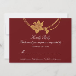 UAWG Burgundy Maroon Gold Floral Wreath Lux Einladung