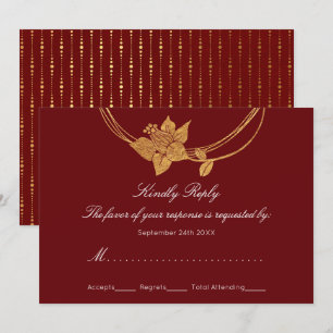 UAWG Burgundy Maroon Gold Floral Wreath Lux Einladung