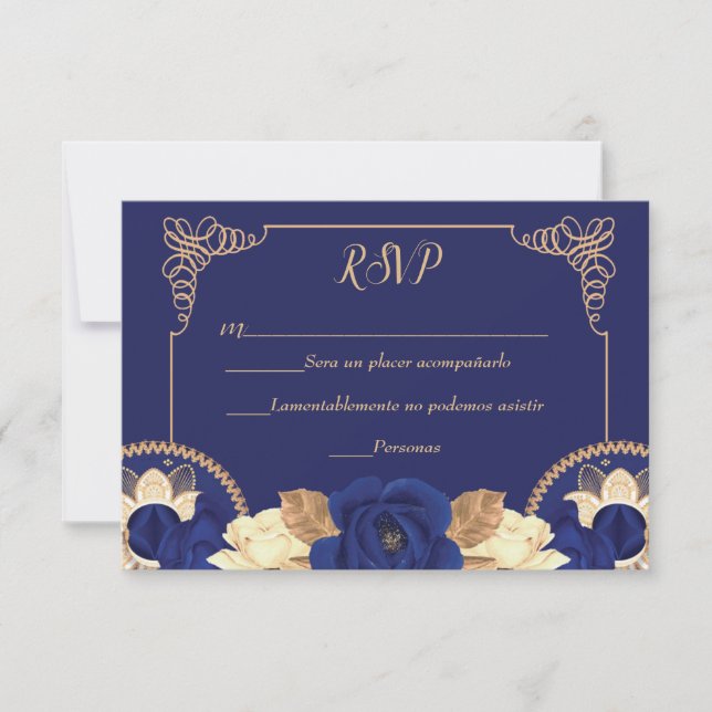 UAWG Charro Einladung in Navy Blue und Gold (Vorderseite)