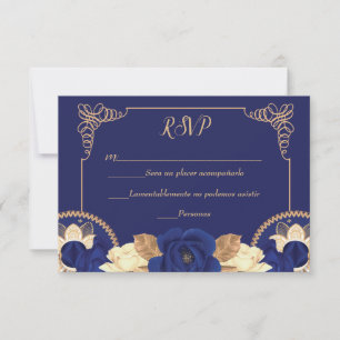 UAWG Charro Einladung in Navy Blue und Gold