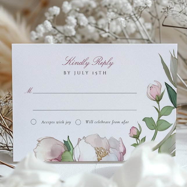 UAWG Classic Peonies Wedding Antwort Einladung (Von Creator hochgeladen)