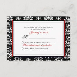 UAwg Custom Black & White Damask Red Accelerator RSVP Karte